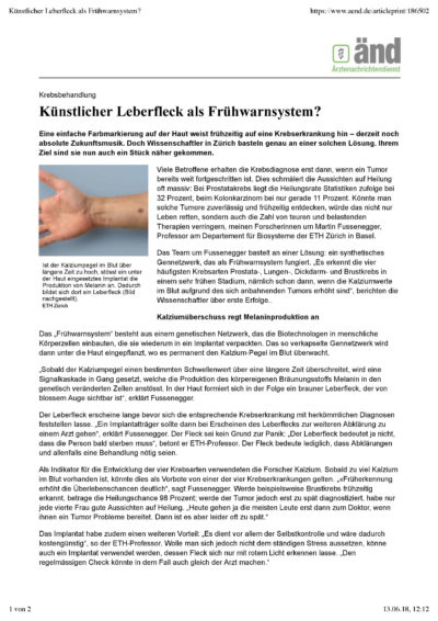 Künstlicher Leberfleck als Frühwarnsystem?